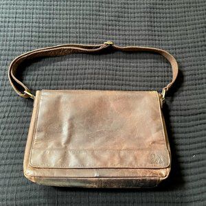 Estalon Brown Leather Messenger Bag Briefcase Laptop Cross Body